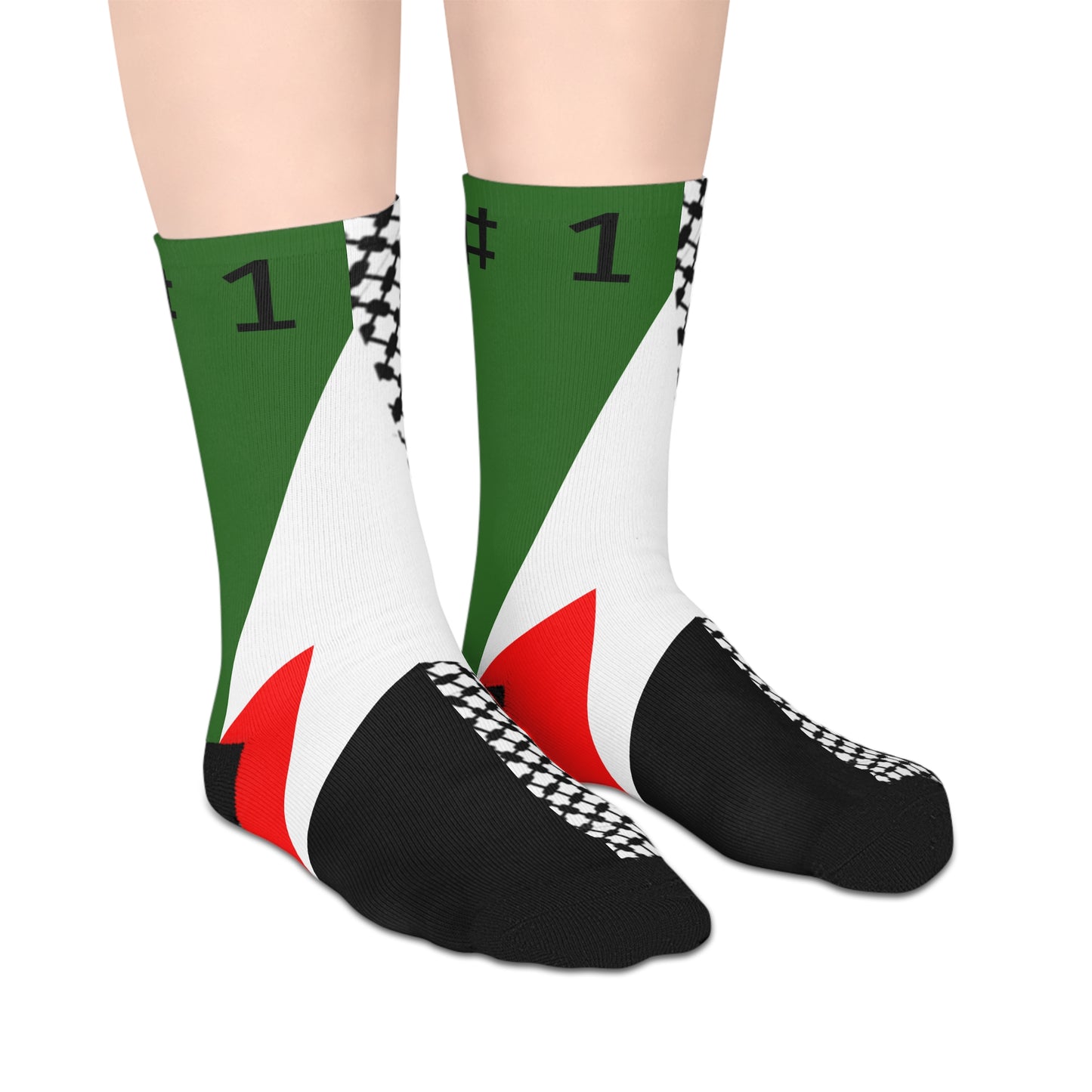 Free Palestine Socks | Cultural Pattern Crew Socks | Unisex Streetwear Statement | Bold Flag Design for Everyday Comfort