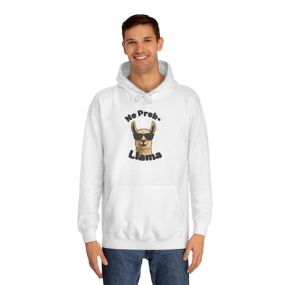 White No Prob-Llama Hoodie | Cute Llama Sweatshirt | Animal Pun Gift | Cozy Unisex Tee | Birthday or Christmas Gift Idea