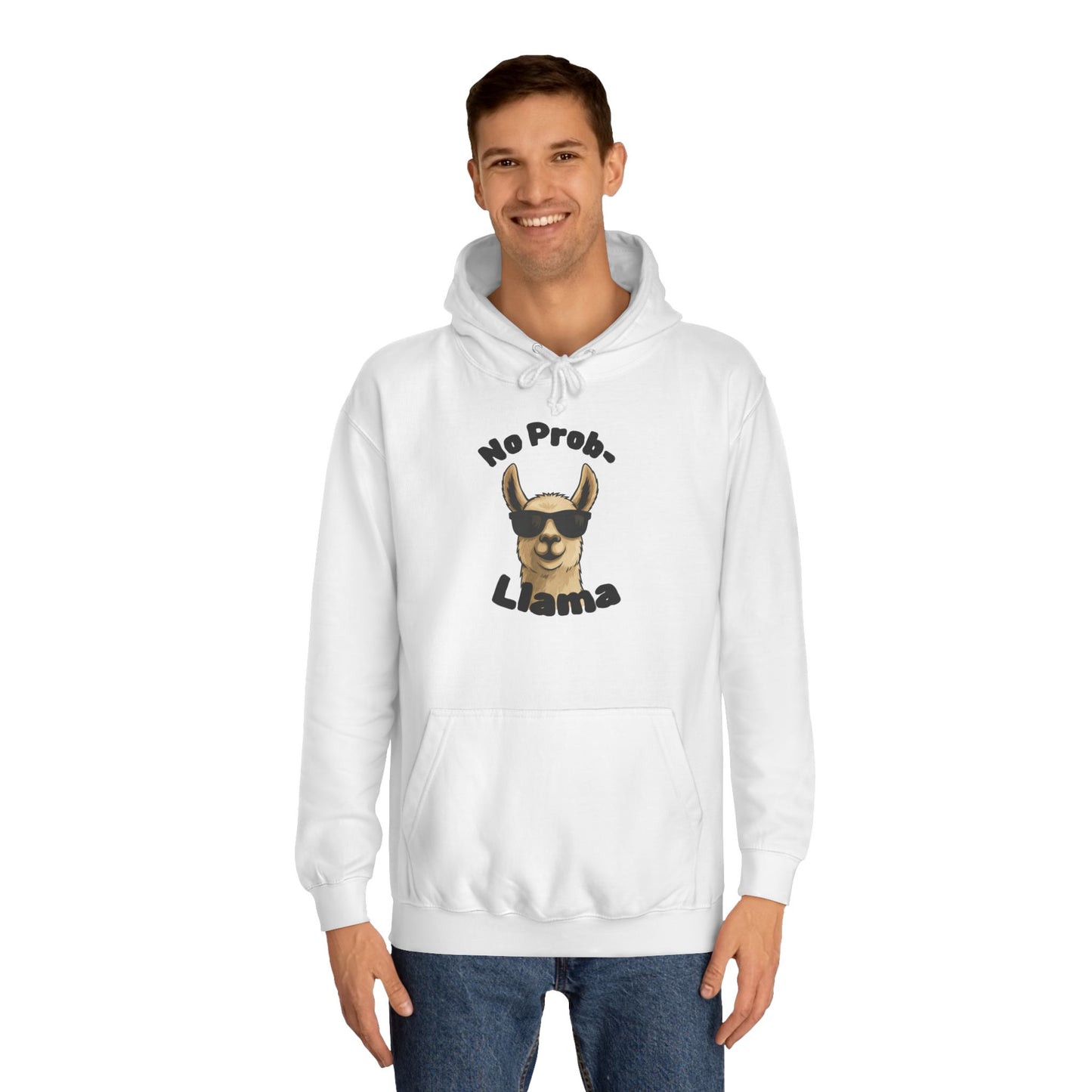 White No Prob-Llama Hoodie | Cute Llama Sweatshirt | Animal Pun Gift | Cozy Unisex Tee | Birthday or Christmas Gift Idea