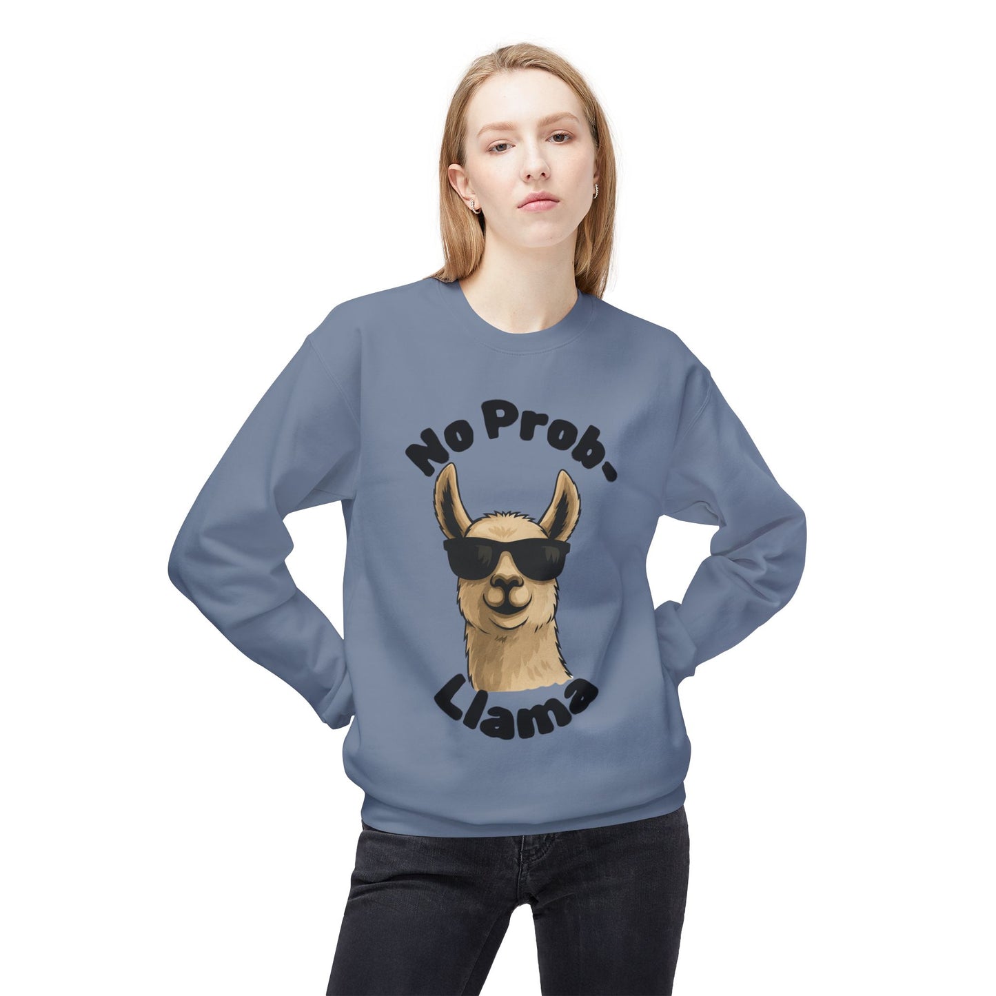 Light Color No Prob-Llama Sweatshirt | Light Color Unisex Crewneck | Cute Llama Design | Animal Pun Gift | Cozy Graphic Pullover