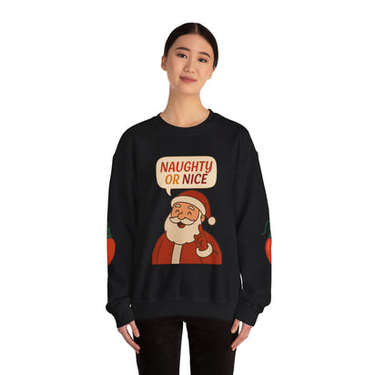 Santa's Naughty or Nice Crewneck Sweatshirt | Holiday Gift, Casual Wear, Winter Fashion, Unisex Sweatshirt, Festive Apparel