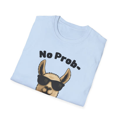 Light Color No Prob Llama T-Shirt, Unisex Cool Llama Sunglasses Unisex Softstyle T-Shirt - Fun Graphic Tee for Animal Lovers, Birthday Gift