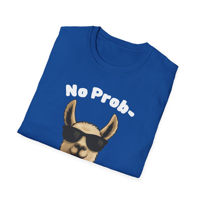 No Prob-Llama Funny T-Shirt | Dark Color Unisex Tee | Cute Llama Design | Humor Animal Pun Shirt | Gift for Him or Her