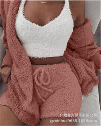 Women's Plush Home Wear 3-Piece Pajama Set