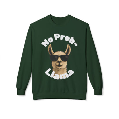 Dark Colors No Prob-Llama Sweatshirt Funny Cozy Llama Crewneck | Cute Pun Sweater | Animal Lover Gift | Winter Comfy Pullover