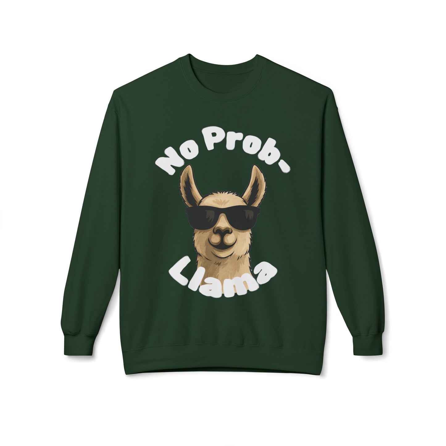 Dark Colors No Prob-Llama Sweatshirt Funny Cozy Llama Crewneck | Cute Pun Sweater | Animal Lover Gift | Winter Comfy Pullover