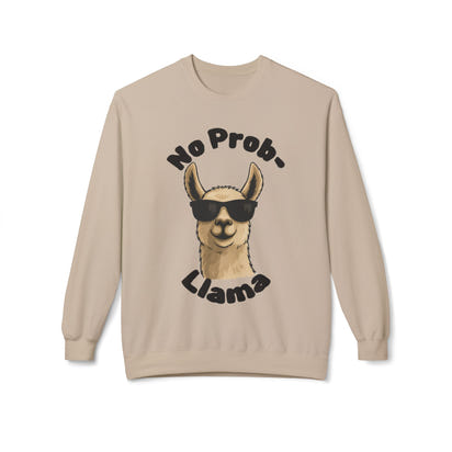 Light Color No Prob-Llama Sweatshirt | Light Color Unisex Crewneck | Cute Llama Design | Animal Pun Gift | Cozy Graphic Pullover
