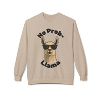 Light Color No Prob-Llama Sweatshirt | Light Color Unisex Crewneck | Cute Llama Design | Animal Pun Gift | Cozy Graphic Pullover