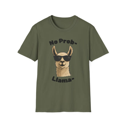 Light Color No Prob Llama T-Shirt, Unisex Cool Llama Sunglasses Unisex Softstyle T-Shirt - Fun Graphic Tee for Animal Lovers, Birthday Gift