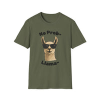 Light Color No Prob Llama T-Shirt, Unisex Cool Llama Sunglasses Unisex Softstyle T-Shirt - Fun Graphic Tee for Animal Lovers, Birthday Gift