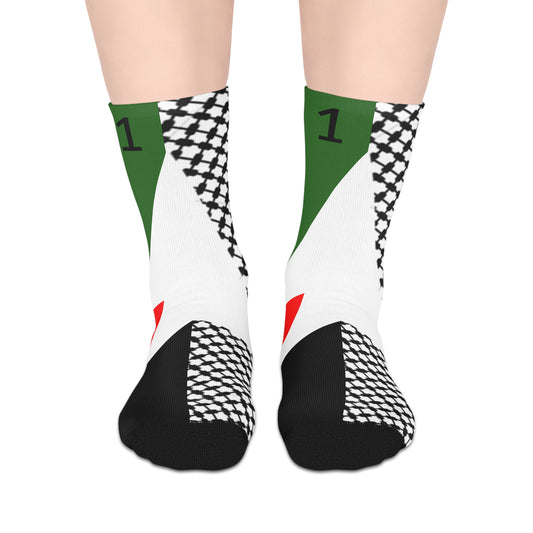 Free Palestine Socks | Cultural Pattern Crew Socks | Unisex Streetwear Statement | Bold Flag Design for Everyday Comfort