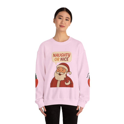 Santa's Naughty or Nice Crewneck Sweatshirt | Holiday Gift, Casual Wear, Winter Fashion, Unisex Sweatshirt, Festive Apparel