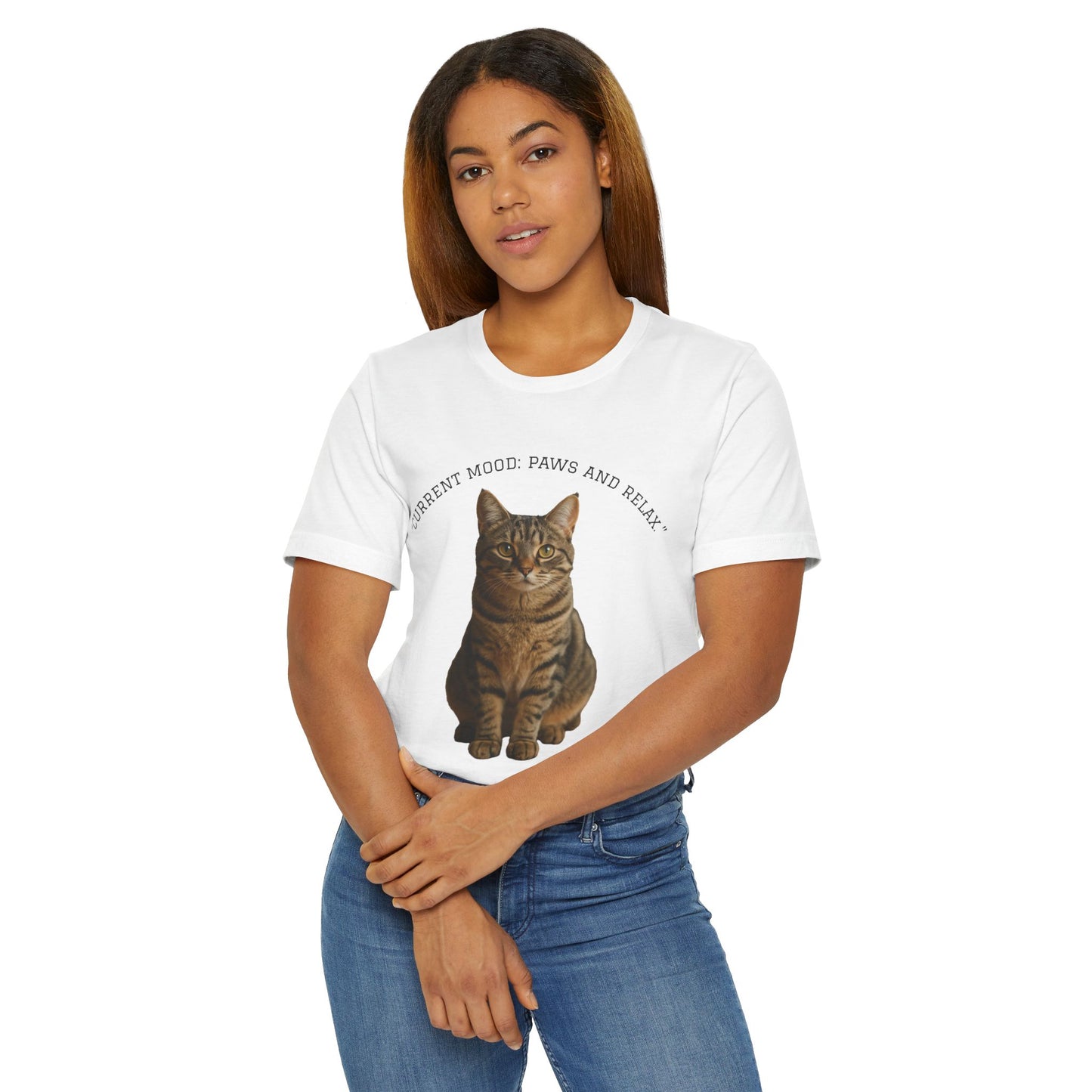 Cat Lover Unisex T-Shirt, Current Mood, Paws and Relax, Pawsitive Vibes, Gifts for Cat Moms, Cute Animal Apparel, Casual Wear