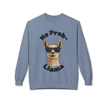 Light Color No Prob-Llama Sweatshirt | Light Color Unisex Crewneck | Cute Llama Design | Animal Pun Gift | Cozy Graphic Pullover