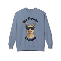 Light Color No Prob-Llama Sweatshirt | Light Color Unisex Crewneck | Cute Llama Design | Animal Pun Gift | Cozy Graphic Pullover