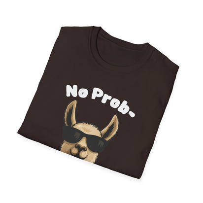No Prob-Llama Funny T-Shirt | Dark Color Unisex Tee | Cute Llama Design | Humor Animal Pun Shirt | Gift for Him or Her