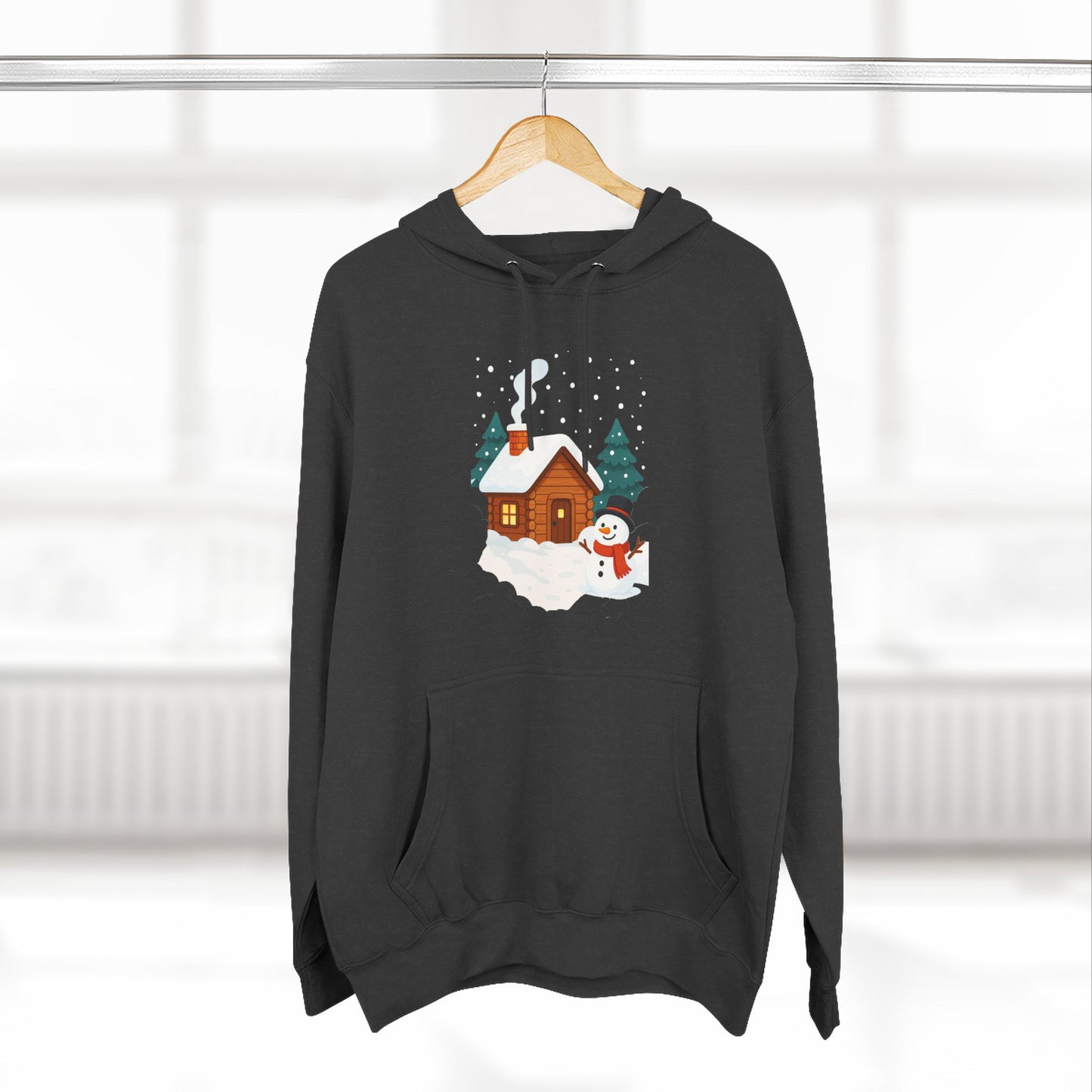 Cozy Holiday Hoodie with Snowman and Lights Design, Winter Fashion, Christmas Gift, Festive Apparel, Outdoor Comfort, Casual Wear