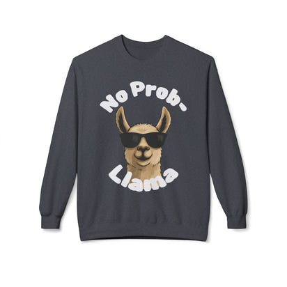 Dark Colors No Prob-Llama Sweatshirt Funny Cozy Llama Crewneck | Cute Pun Sweater | Animal Lover Gift | Winter Comfy Pullover