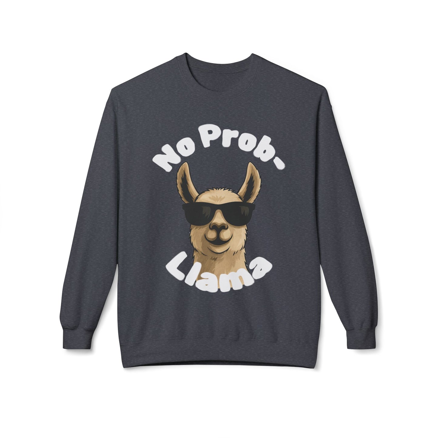 Dark Colors No Prob-Llama Sweatshirt Funny Cozy Llama Crewneck | Cute Pun Sweater | Animal Lover Gift | Winter Comfy Pullover