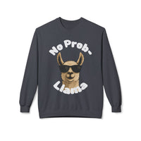 Dark Colors No Prob-Llama Sweatshirt Funny Cozy Llama Crewneck | Cute Pun Sweater | Animal Lover Gift | Winter Comfy Pullover