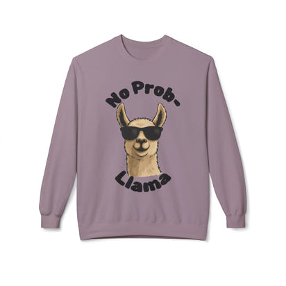 Light Color No Prob-Llama Sweatshirt | Light Color Unisex Crewneck | Cute Llama Design | Animal Pun Gift | Cozy Graphic Pullover