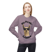 Light Color No Prob-Llama Sweatshirt | Light Color Unisex Crewneck | Cute Llama Design | Animal Pun Gift | Cozy Graphic Pullover