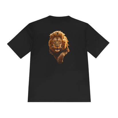 Black T-Shirt, Resilience Lion Tee, Unisex Moisture Wicking T-Shirt, Gym Shirt, Motivational Apparel, Workout Top, Lion Graphic Tee