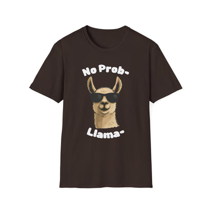 No Prob-Llama Funny T-Shirt | Dark Color Unisex Tee | Cute Llama Design | Humor Animal Pun Shirt | Gift for Him or Her