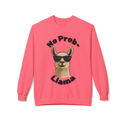 Light Color No Prob-Llama Sweatshirt | Light Color Unisex Crewneck | Cute Llama Design | Animal Pun Gift | Cozy Graphic Pullover