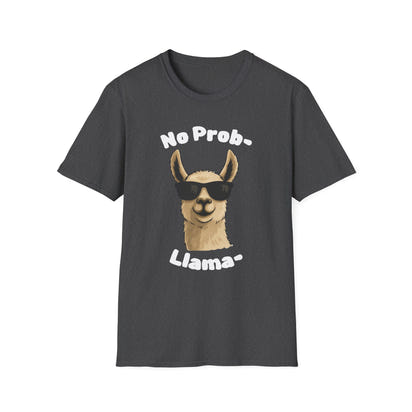No Prob-Llama Funny T-Shirt | Dark Color Unisex Tee | Cute Llama Design | Humor Animal Pun Shirt | Gift for Him or Her