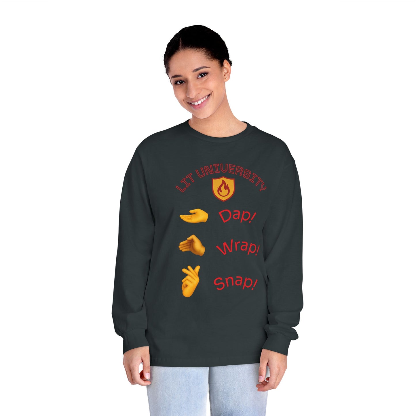 Lit University Crewneck | Dap, Wrap, Snap Edition | Funny College Sweatshirt for Students, Gamers & Trendsetters