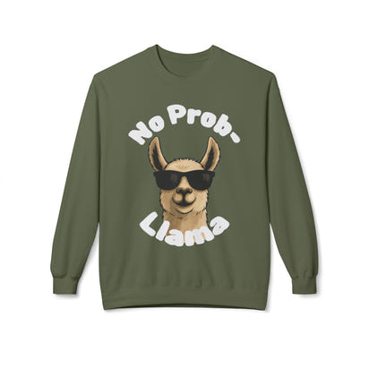 Dark Colors No Prob-Llama Sweatshirt Funny Cozy Llama Crewneck | Cute Pun Sweater | Animal Lover Gift | Winter Comfy Pullover