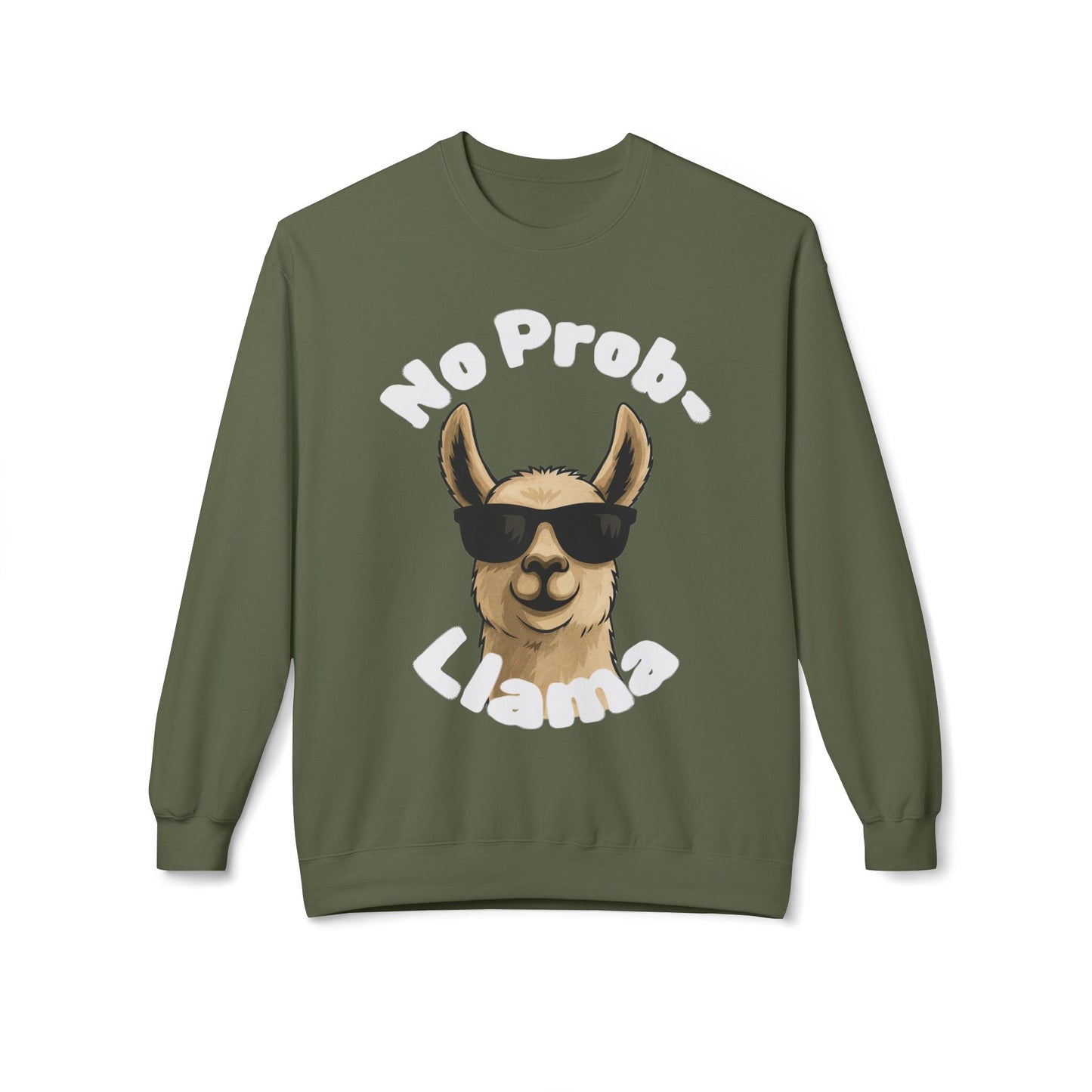 Dark Colors No Prob-Llama Sweatshirt Funny Cozy Llama Crewneck | Cute Pun Sweater | Animal Lover Gift | Winter Comfy Pullover