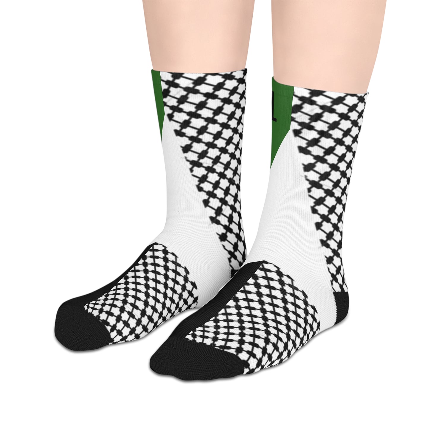 Free Palestine Socks | Cultural Pattern Crew Socks | Unisex Streetwear Statement | Bold Flag Design for Everyday Comfort