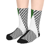 Free Palestine Socks | Cultural Pattern Crew Socks | Unisex Streetwear Statement | Bold Flag Design for Everyday Comfort