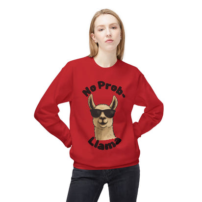 Light Color No Prob-Llama Sweatshirt | Light Color Unisex Crewneck | Cute Llama Design | Animal Pun Gift | Cozy Graphic Pullover