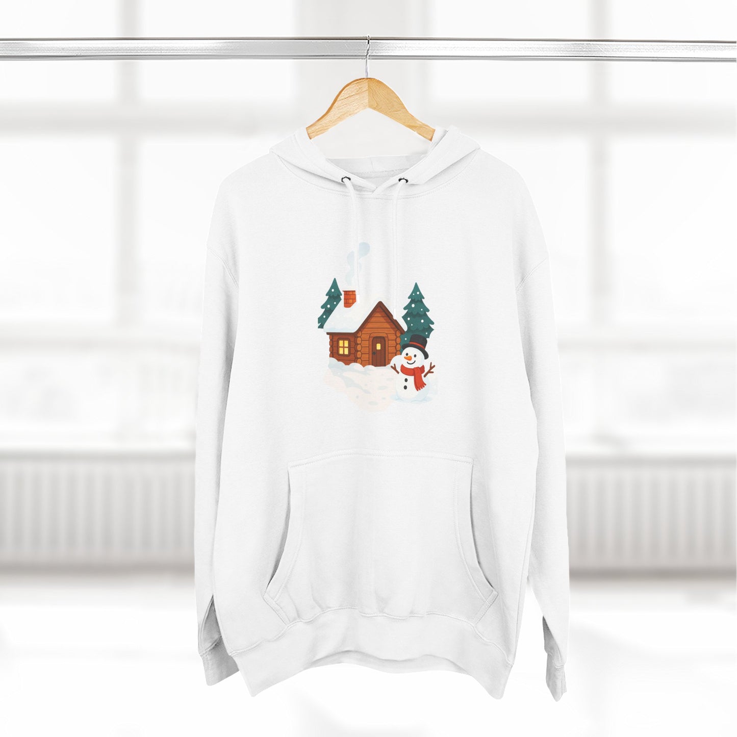 Cozy Holiday Hoodie with Snowman and Lights Design, Winter Fashion, Christmas Gift, Festive Apparel, Outdoor Comfort, Casual Wear