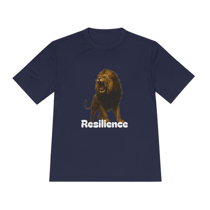 Black T-Shirt, Resilience Lion Tee, Unisex Moisture Wicking T-Shirt, Gym Shirt, Motivational Apparel, Workout Top, Lion Graphic Tee