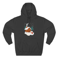 Cozy Holiday Hoodie with Snowman and Lights Design, Winter Fashion, Christmas Gift, Festive Apparel, Outdoor Comfort, Casual Wear
