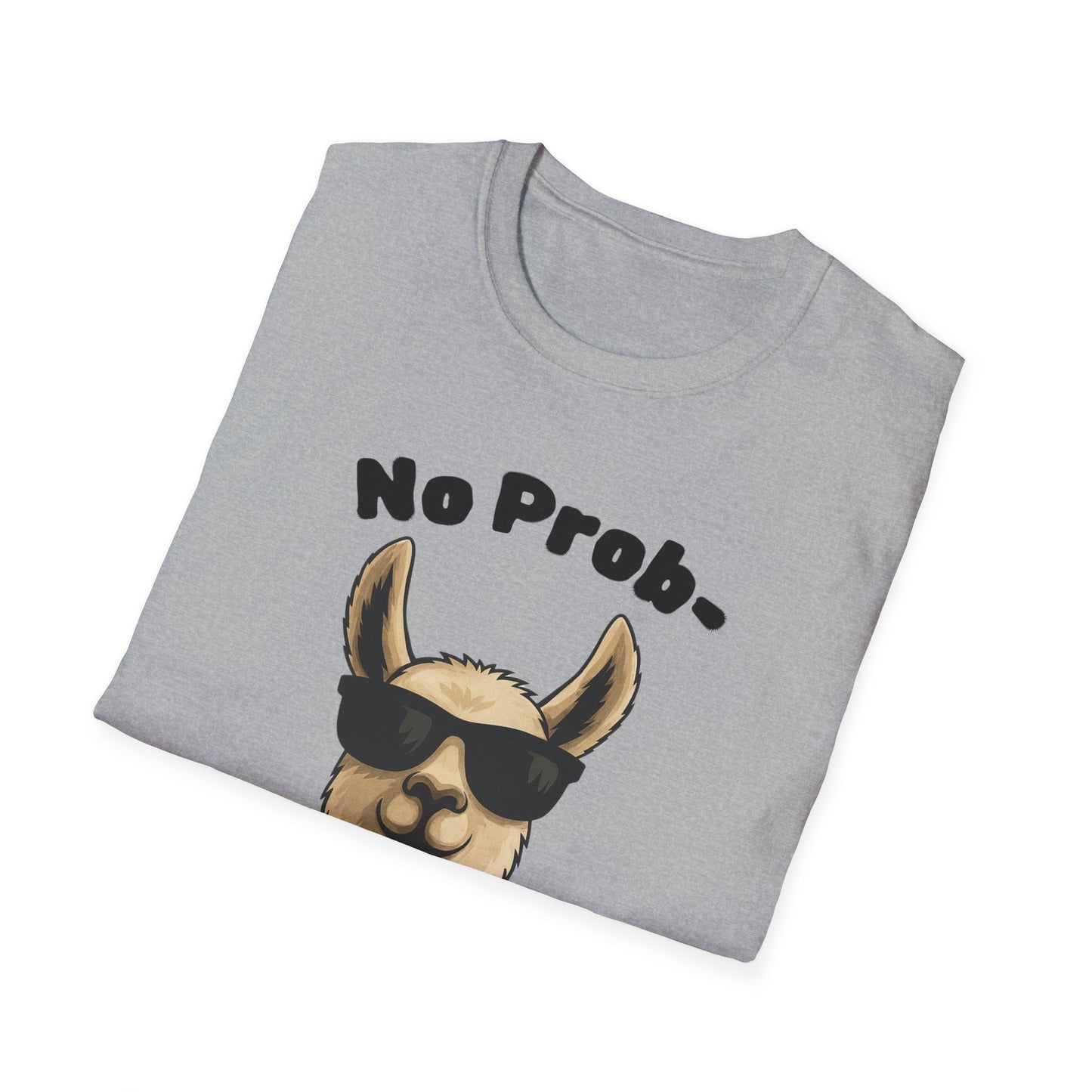 Light Color No Prob Llama T-Shirt, Unisex Cool Llama Sunglasses Unisex Softstyle T-Shirt - Fun Graphic Tee for Animal Lovers, Birthday Gift