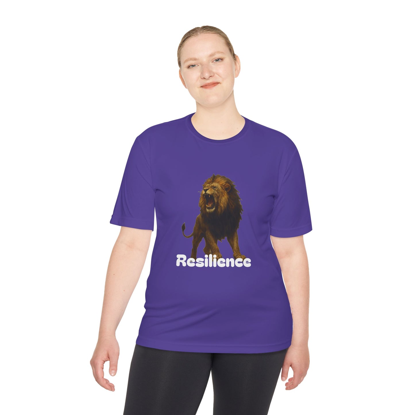 Black T-Shirt, Resilience Lion Tee, Unisex Moisture Wicking T-Shirt, Gym Shirt, Motivational Apparel, Workout Top, Lion Graphic Tee