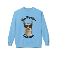 Light Color No Prob-Llama Sweatshirt | Light Color Unisex Crewneck | Cute Llama Design | Animal Pun Gift | Cozy Graphic Pullover