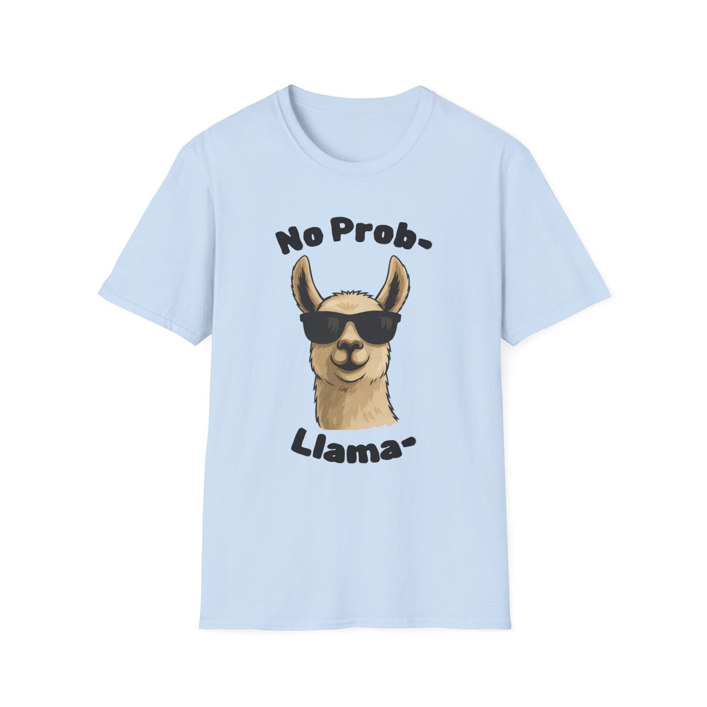 Light Color No Prob Llama T-Shirt, Unisex Cool Llama Sunglasses Unisex Softstyle T-Shirt - Fun Graphic Tee for Animal Lovers, Birthday Gift