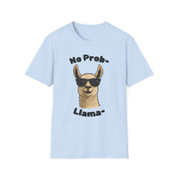 Light Color No Prob Llama T-Shirt, Unisex Cool Llama Sunglasses Unisex Softstyle T-Shirt - Fun Graphic Tee for Animal Lovers, Birthday Gift