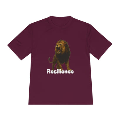 Black T-Shirt, Resilience Lion Tee, Unisex Moisture Wicking T-Shirt, Gym Shirt, Motivational Apparel, Workout Top, Lion Graphic Tee