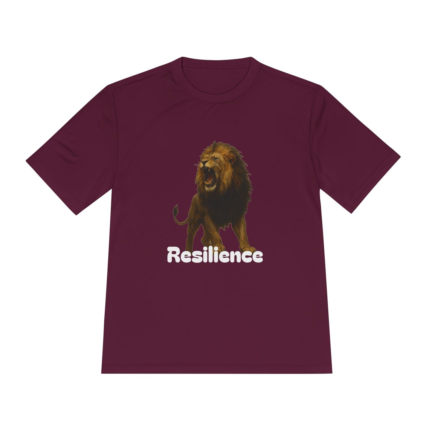 Black T-Shirt, Resilience Lion Tee, Unisex Moisture Wicking T-Shirt, Gym Shirt, Motivational Apparel, Workout Top, Lion Graphic Tee