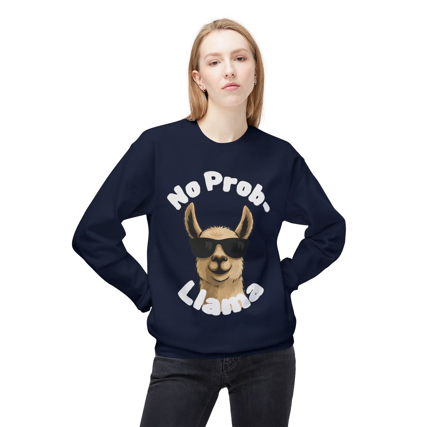 Dark Colors No Prob-Llama Sweatshirt Funny Cozy Llama Crewneck | Cute Pun Sweater | Animal Lover Gift | Winter Comfy Pullover