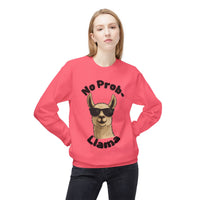 Light Color No Prob-Llama Sweatshirt | Light Color Unisex Crewneck | Cute Llama Design | Animal Pun Gift | Cozy Graphic Pullover