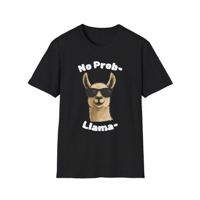 No Prob-Llama Funny T-Shirt | Dark Color Unisex Tee | Cute Llama Design | Humor Animal Pun Shirt | Gift for Him or Her