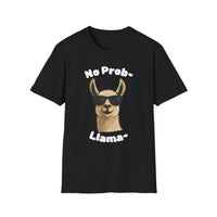 No Prob-Llama Funny T-Shirt | Dark Color Unisex Tee | Cute Llama Design | Humor Animal Pun Shirt | Gift for Him or Her